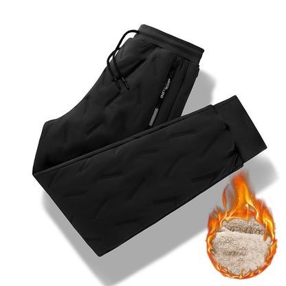 Men's Trousers Winter Velvet Thickening Loose Fleece Pants With Zip Pocket Large Size Windproof Warm Jogging Pants 3b1e1aea d