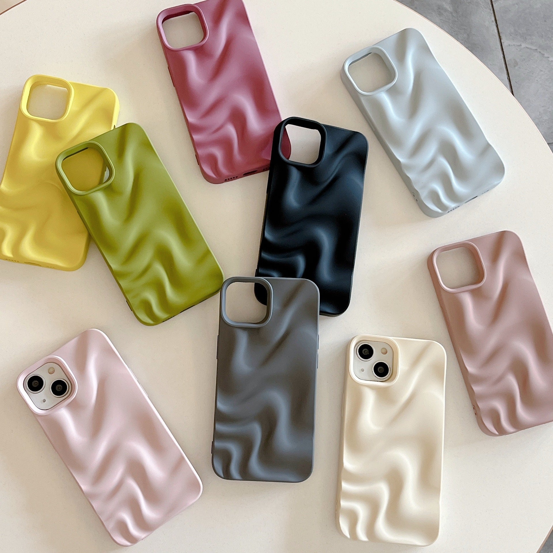 Pleated Water Ripple Solid Color Electroplated Drop-resistant Soft Shell - 图片 1