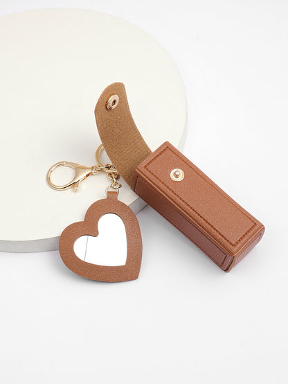 Glass Mirror Keychain Pendant Cross-border Pu Love Lipstick Pack