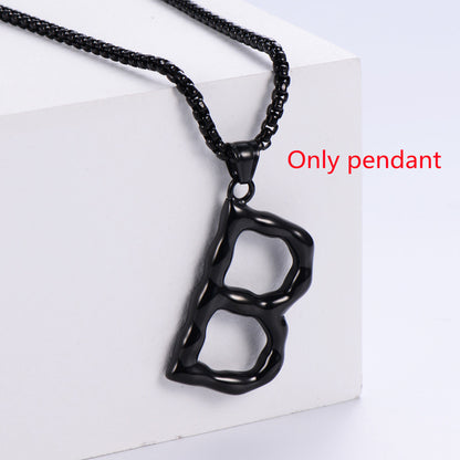 Three-dimensional 26 English Letter Pendant Necklace Fashion Jewelry Titanium Steel Couple Ornament 3b4e74d0 771d 4986 8e00 4