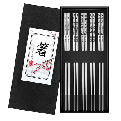 304 Stainless Steel Chopsticks Sets Square Non-slip Household Chopsticks - HD Wireless Product #7