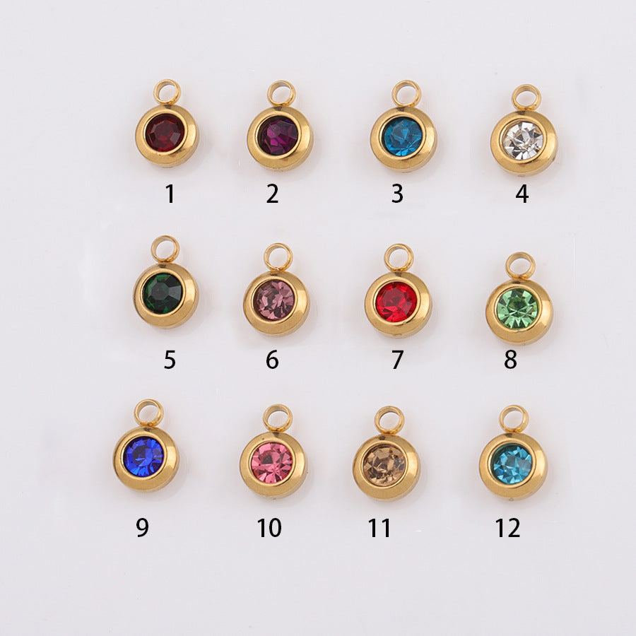 65mm Gold Titanium Steel 12 Birthstone Pendant Ornaments Accessories - HD Wireless Product #5