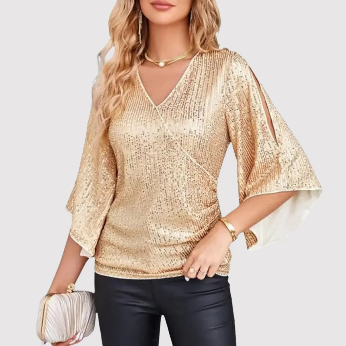 Loose Mid-length Sequined T-shirt Women's Short Sleeve 3bc28686 b592 4c0e 9972 ff5210d3695f