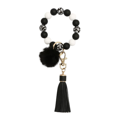Silicone Wrist Keychain Handmade Beaded Leather Tassel Bracelet 3bde2365 a38c 4847 a38d eae2ad1e681f