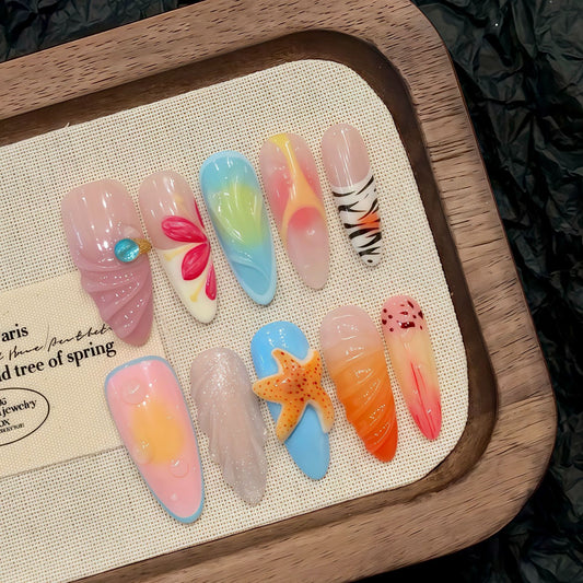 Three-dimensional Starfish Island Vacation Style Wear Nail Tip 3c340002 fd29 451d a103 efa1c7bb5504
