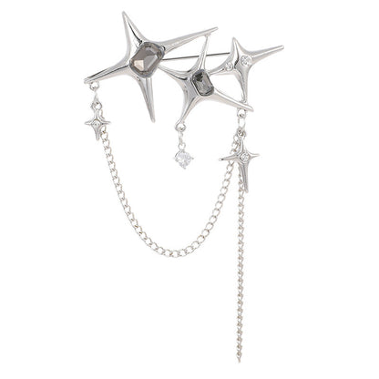 Four Eight-pointed Stars Zircon Chain Brooch For Women 3c3a5864 870c 477a 8516 623bf80ee8da