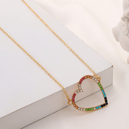 European And American Simple Colored Loving Heart Necklace Ins Fashion Hollowed-out Peach Heart 3c4becb3 04fd 4200 91d0 26760