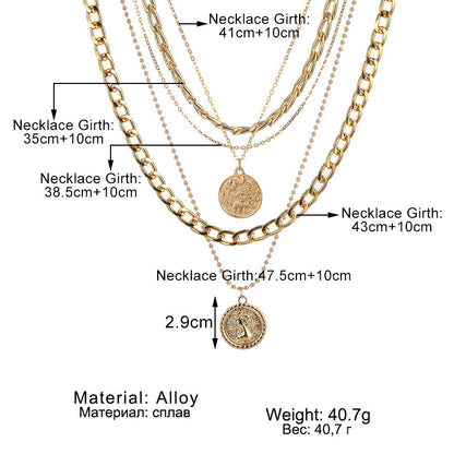 European And American New Multi-layer Round Plate Pendant Necklace 3c545a9e 177a 44f6 aebd 52ceaa34ef2e