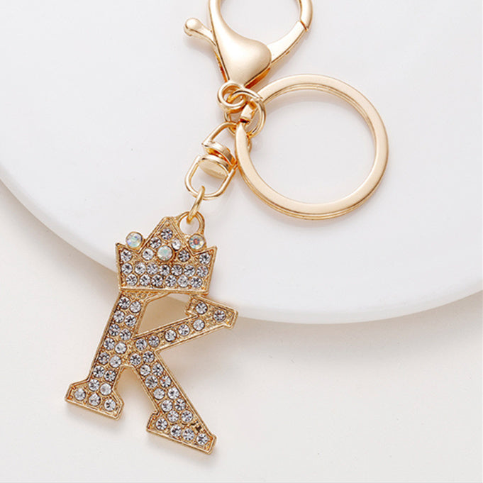 Metal Diamond-encrusted 26 English Crown Alphabet Keychain 3c6804a4 2681 4b64 ad1e 4675ee56a798