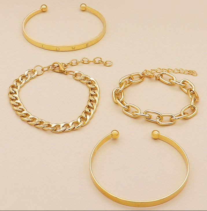Simple And Smooth C-shaped Hollow Chain Bracelet Set 3c774937 e64f 41f0 84ba e50ae6111a2a