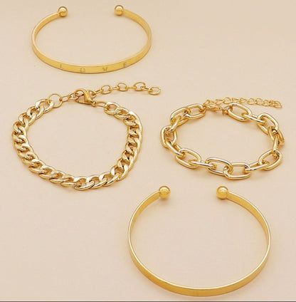 Simple And Smooth C-shaped Hollow Chain Bracelet Set 3c774937 e64f 41f0 84ba e50ae6111a2a