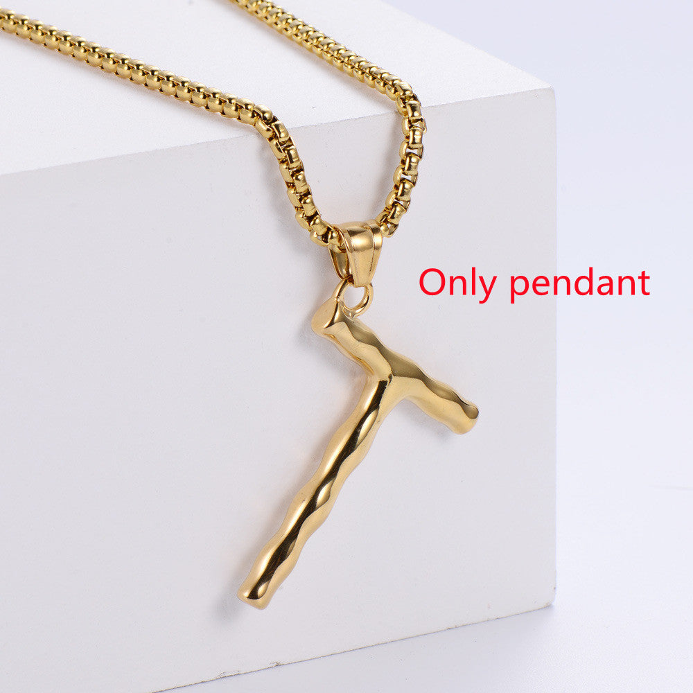 Three-dimensional 26 English Letter Pendant Necklace Fashion Jewelry Titanium Steel Couple Ornament 3c894ebe 5844 4a21 83a2 e