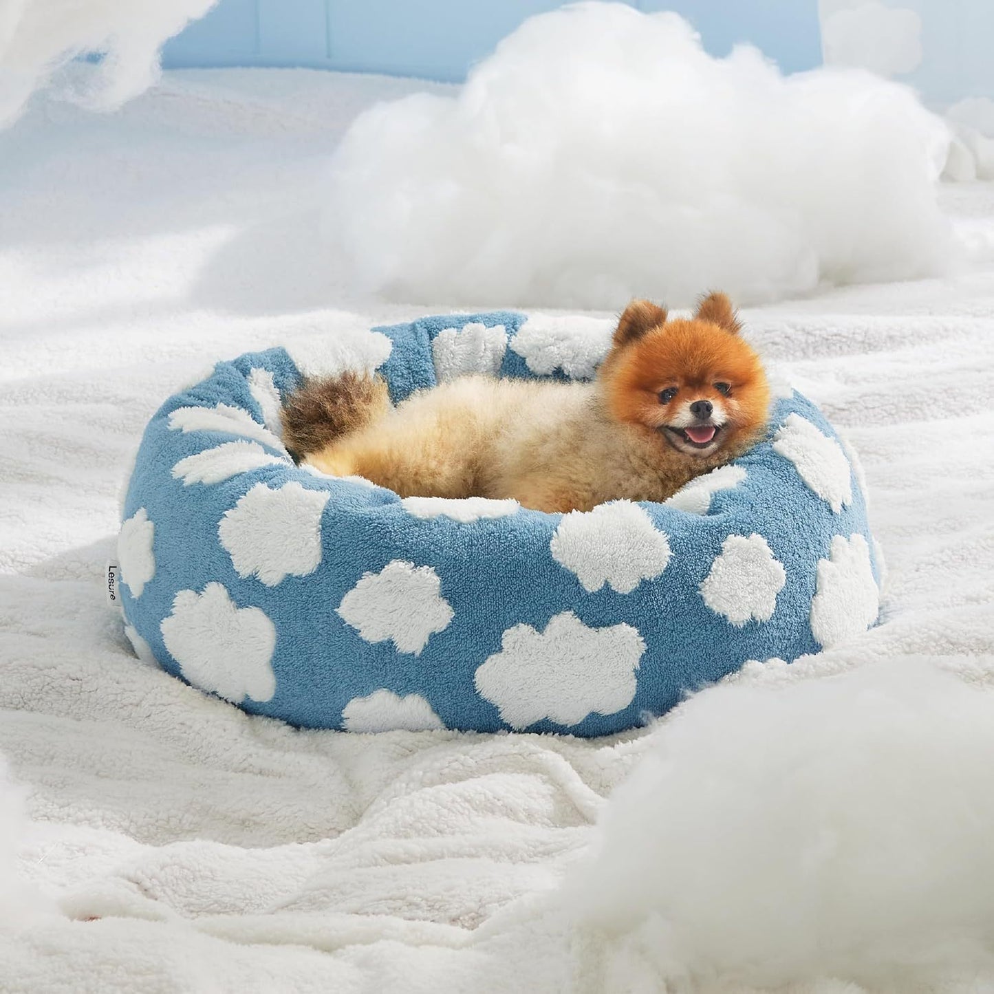 Lesure Cat Beds For Indoor Cats - Round Cat Bed Donut Small Dog Bed Calming Pet Beds, Cute Modern Beds With Jacquard Shaggy P