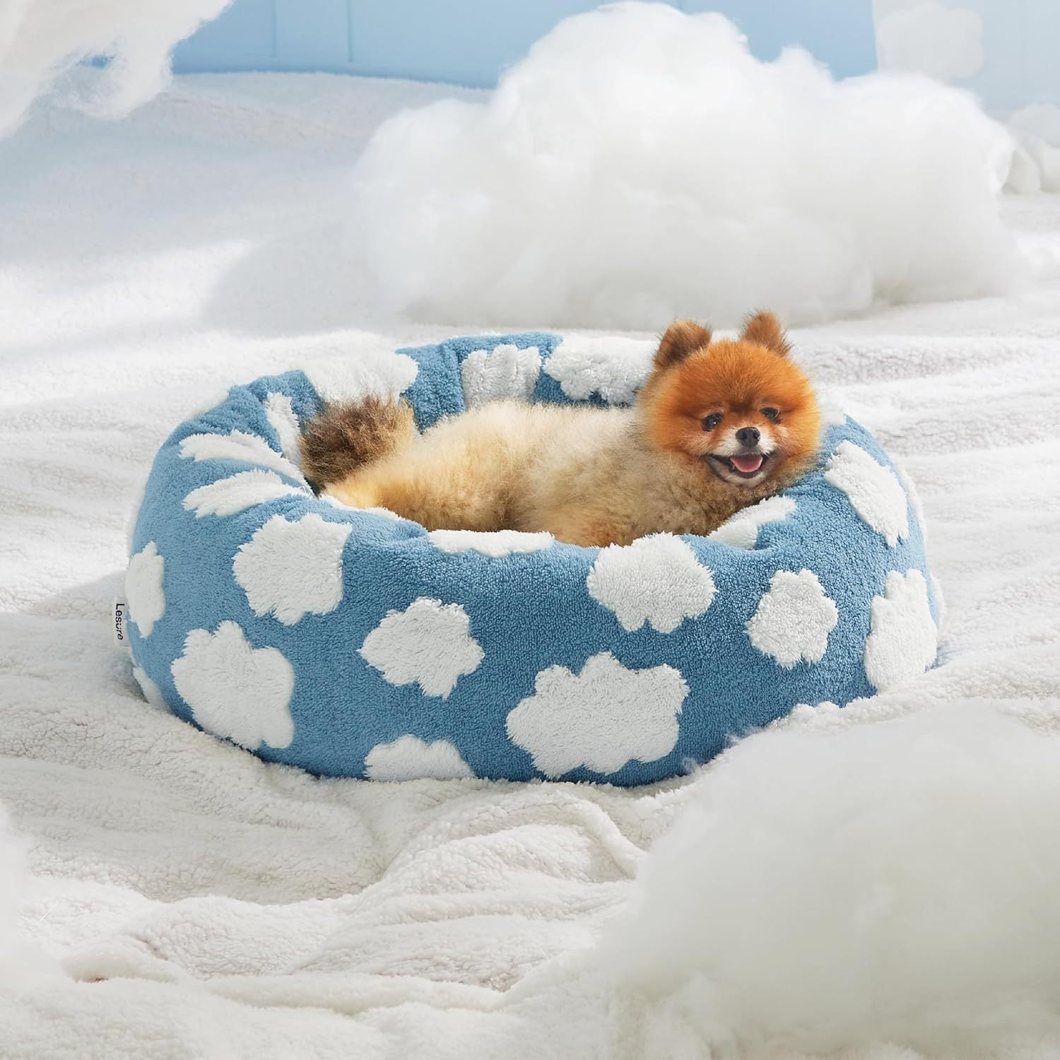 Lesure Cat Beds For Indoor Cats - Round Cat Bed Donut Small Dog Bed Calming Pet Beds, Cute Modern Beds With Jacquard Shaggy P