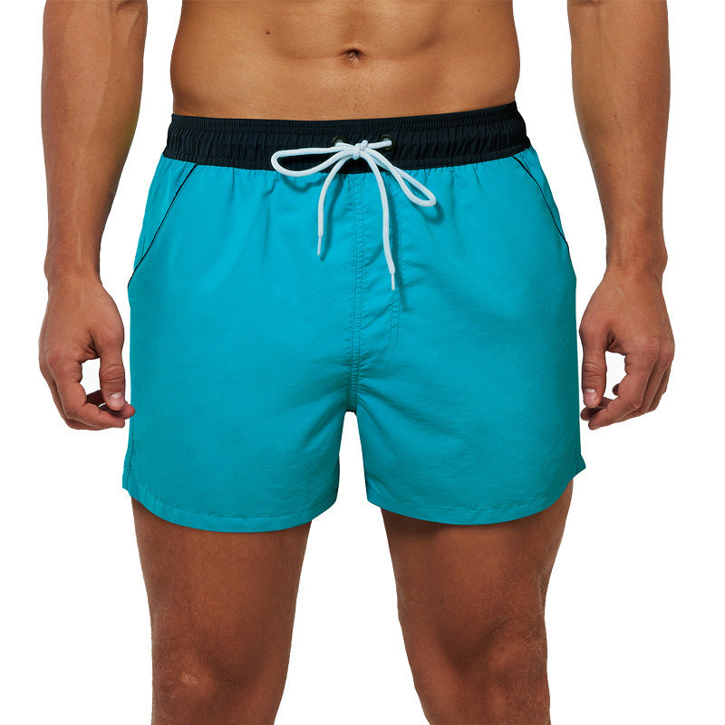 Men's Beach Pants European And American Boardshort Back Pocket Zipper Solid Color 3-point Pants Quick-drying Waterproof Linin