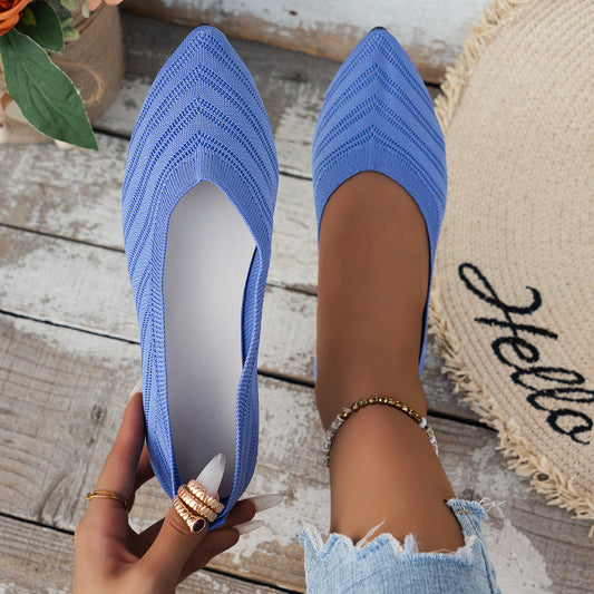 Pointed Toe Bottom Flat Heel Casual Knitted Shoes 3cb1c2f8 d3a5 4243 8626 b49ea52cc997