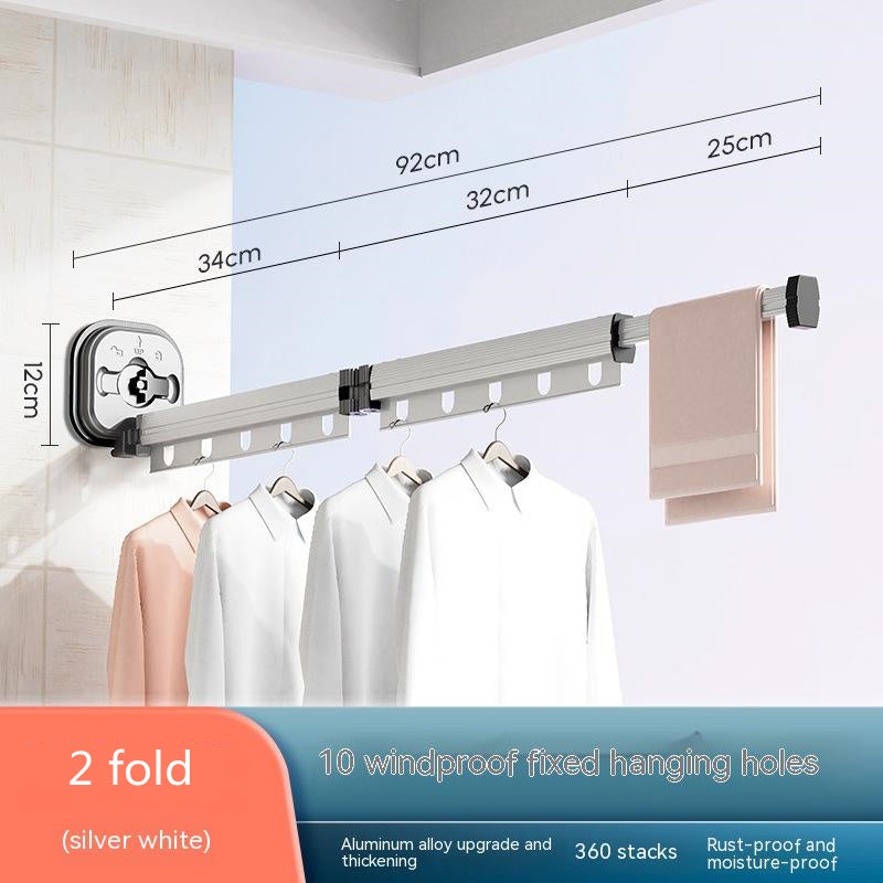 Suction Cup Folding Clothes Hanger Indoor Home Balcony Aluminum Retractable Drying Rack No Punching Folding Clothes Hanger 3c