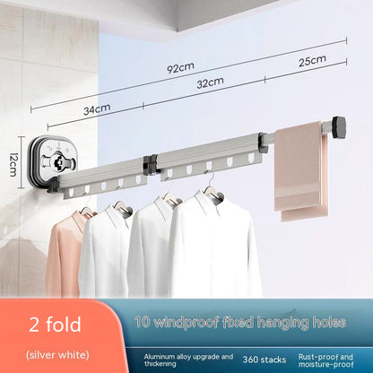 Suction Cup Folding Clothes Hanger Indoor Home Balcony Aluminum Retractable Drying Rack No Punching Folding Clothes Hanger 3c