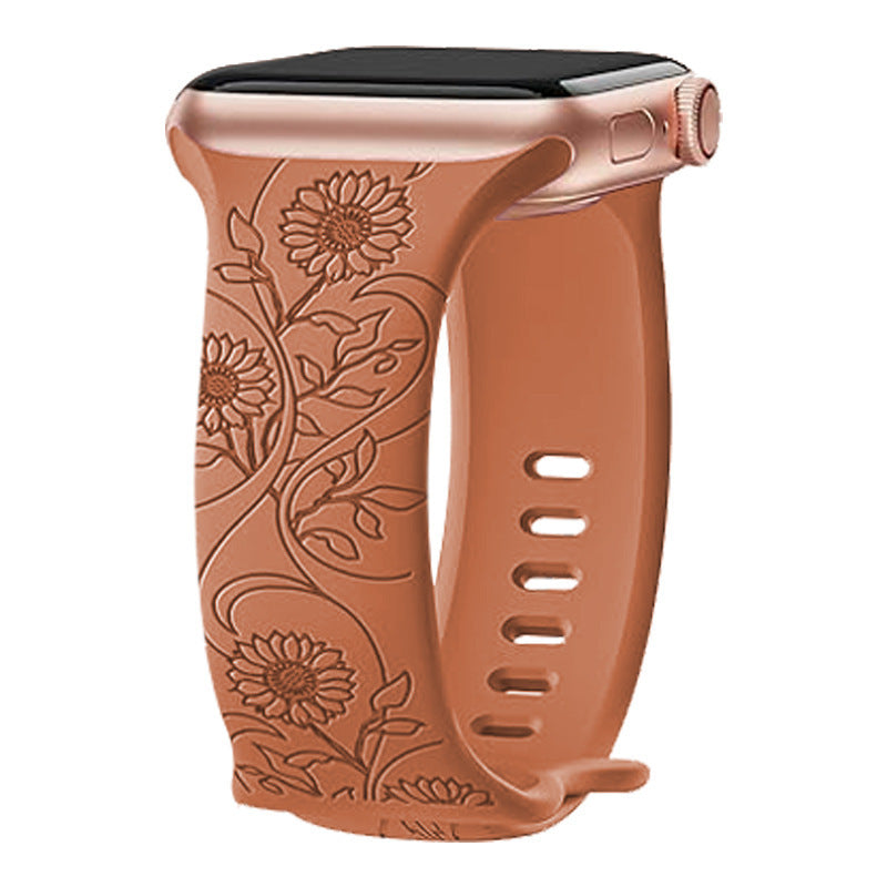 Laser Carved Embossed Brocade Sunflower Silicone Strap 3ced15d8 4714 4fe6 8246 b875fc6710ab