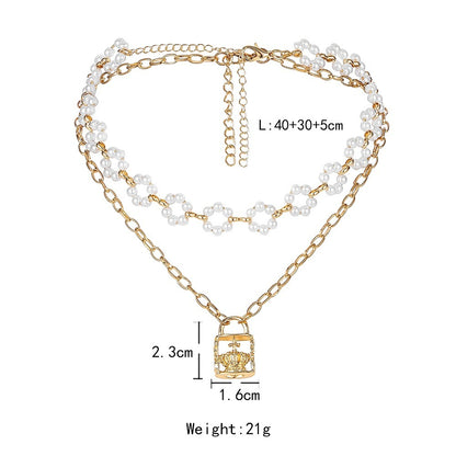 Vintage Embossed Lock Pendant Pearl Necklace 3d41bcf3 4699 4543 86e6 9c6c5857e6e7