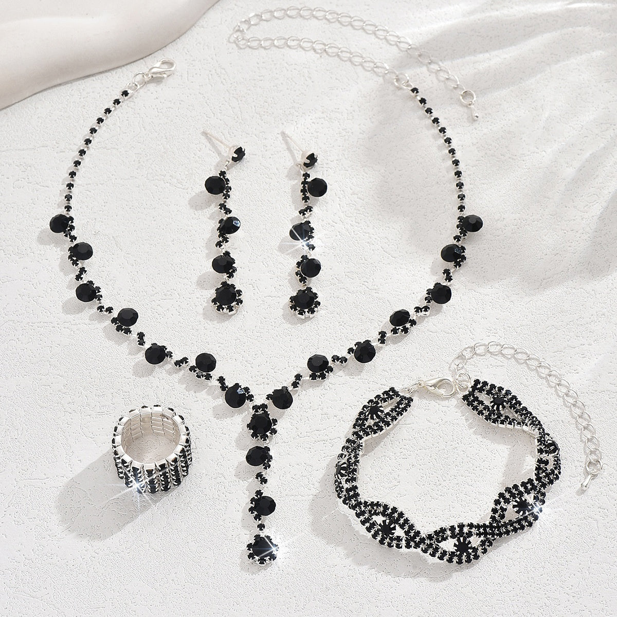 Fashion Crystal Necklace Ear Stud Bracelet Jewelry Accessories