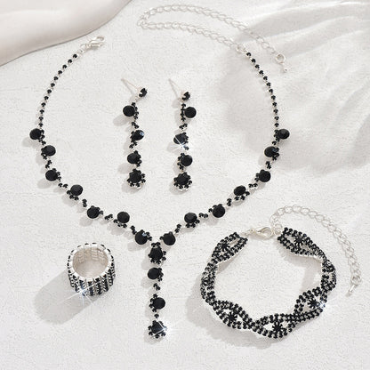 Fashion Crystal Necklace Ear Stud Bracelet Jewelry Accessories