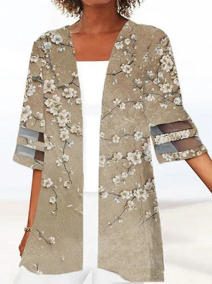 Floral Print Mid Length Sleeves Loose Small Coat 3d5f028f 13fd 4d7a a592 fa29cc893bbc