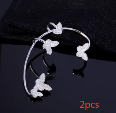 Fashion Gold Metal Butterfly Ear Clips Sparkling Zircon Without Piercing Ear Cuff Clip Earrings For Women Jewelry Gift 3d687d