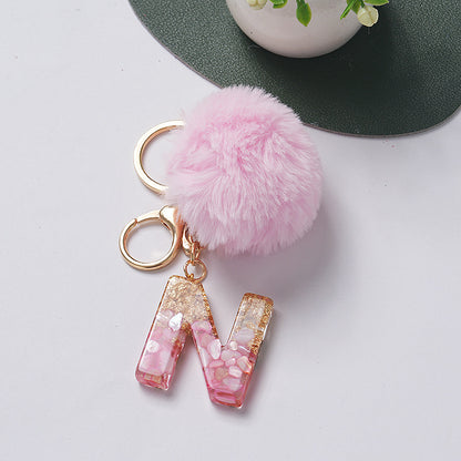 Hair Ball Pendant 26 English Letters Epoxy Keychain 3d6c45d4 c26c 4856 9c3b 249415f3350b