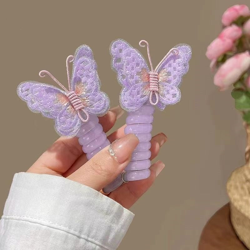 Children's New Embroidered Butterfly Phone Line Hair Ring 3d8bebd4 207d 4a80 ad86 0619cefefa38