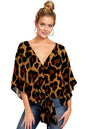 New V Neck Blouse Women Leopard Print Shirts Floral Tie Front Blouses Batwing Summer Oversize Ladies Tops 3d98912a 9b4a 4ba2 