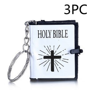 Mini English HOLY BIBLE Key Chains Real Paper Readable Bible Christian Keyrings Car Key Chains Bag Ornaments Religious Jewelr