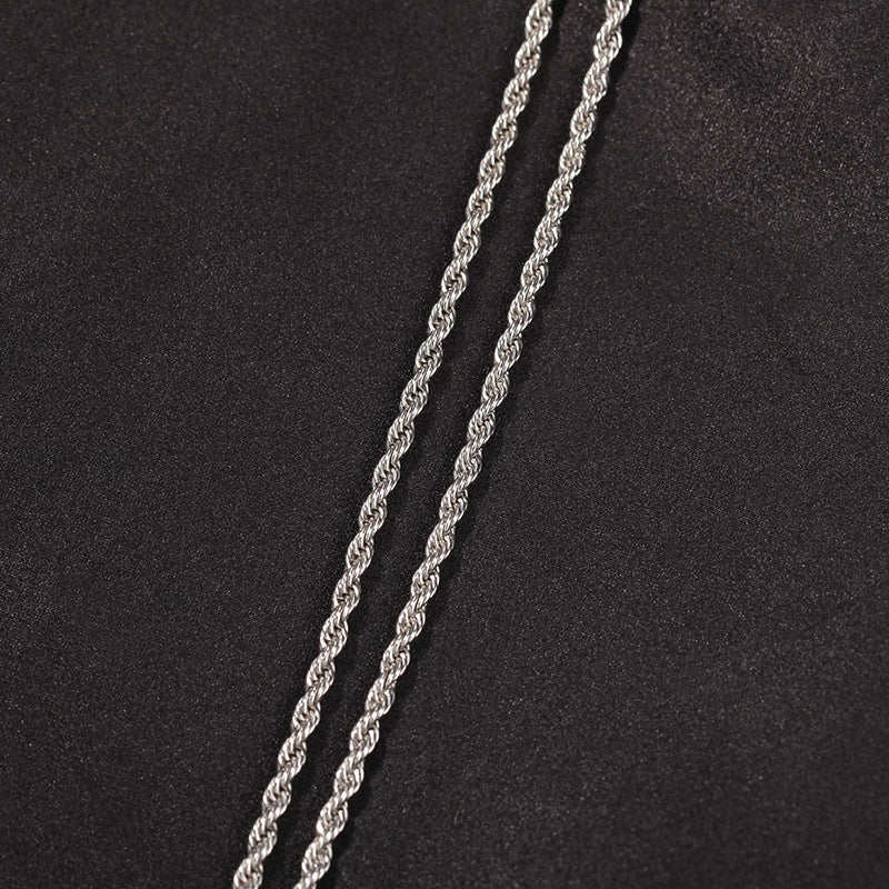 Color Preserving Plating Plain Chain 3MM Stainless Steel Fried Dough Twists Rope Necklace 3dc86d44 49e7 4fb3 8643 46af0baaf26