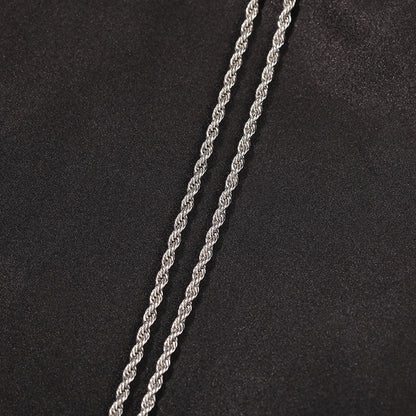 Color Preserving Plating Plain Chain 3MM Stainless Steel Fried Dough Twists Rope Necklace 3dc86d44 49e7 4fb3 8643 46af0baaf26
