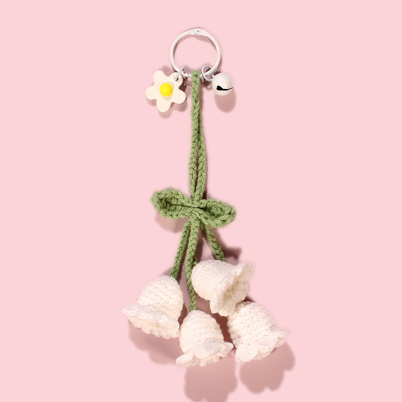 Hand-made Hook Braided Woolen Thread Lily Of The Valley Keychain 3e053f29 b3b3 4dd1 99dd c72175c26ea3