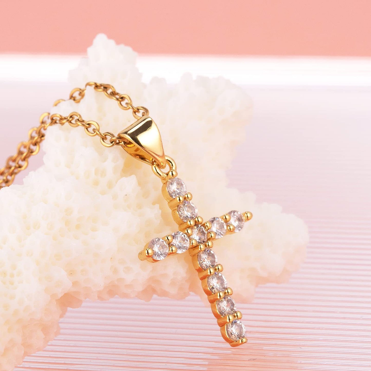 Cross Zircon Full Diamond Crown Circle Rotatable Women's Necklace 3e09fbb9 f02f 487b bae9 c709694d379a