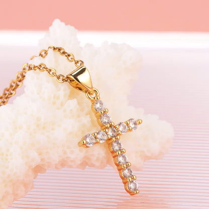 Cross Zircon Full Diamond Crown Circle Rotatable Women's Necklace 3e09fbb9 f02f 487b bae9 c709694d379a