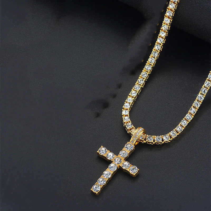 Cross 4.0mm Diamond Studded Single Row Men's Necklace 3e152ab9 f53f 4c23 8df4 e994ef948ccc