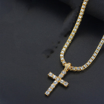 Cross 4.0mm Diamond Studded Single Row Men's Necklace 3e152ab9 f53f 4c23 8df4 e994ef948ccc