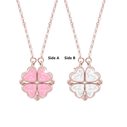 Sterling Silver Double-sided Four-leaf Clover Can Be Opened And Closed, A Double-wearing Clavicle Chain 3e187d1c 0921 4ac4 b9