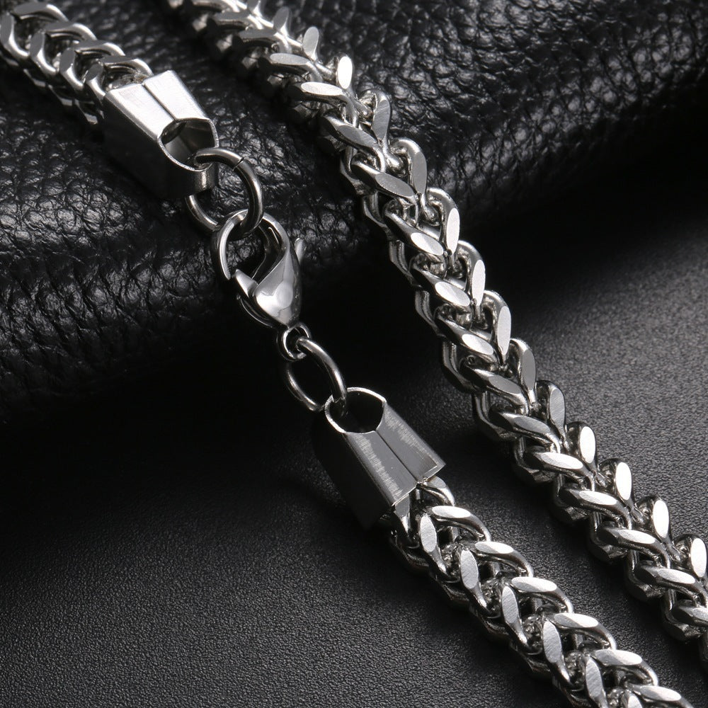 Men's Weaving Four-sided Grinding Chain European Hip Hop Square Titanium Steel Necklace Bracelet 3e2826ce 2942 45d6 b029 6d5b