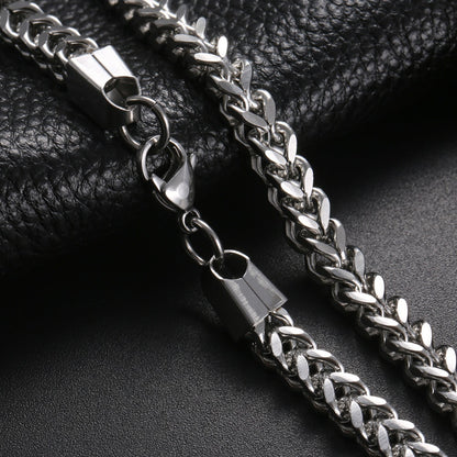 Men's Weaving Four-sided Grinding Chain European Hip Hop Square Titanium Steel Necklace Bracelet 3e2826ce 2942 45d6 b029 6d5b