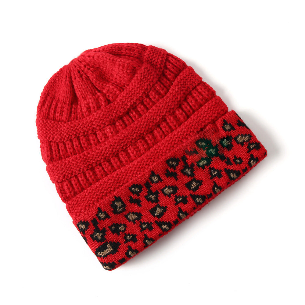 Beanie Women's Warm Leopard Print Knitted Hat Winter 3e2984b5 f352 44ce 91f8 5534b8b16136