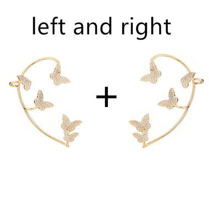 Fashion Gold Metal Butterfly Ear Clips Sparkling Zircon Without Piercing Ear Cuff Clip Earrings For Women Jewelry Gift 3e5678
