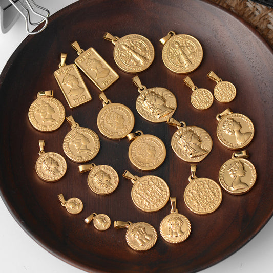 Roman Statue Gold Coin Wheat Ear Round Necklace Single Pendant 3e6093a1 490a 4f97 89a6 907b9d289a9e