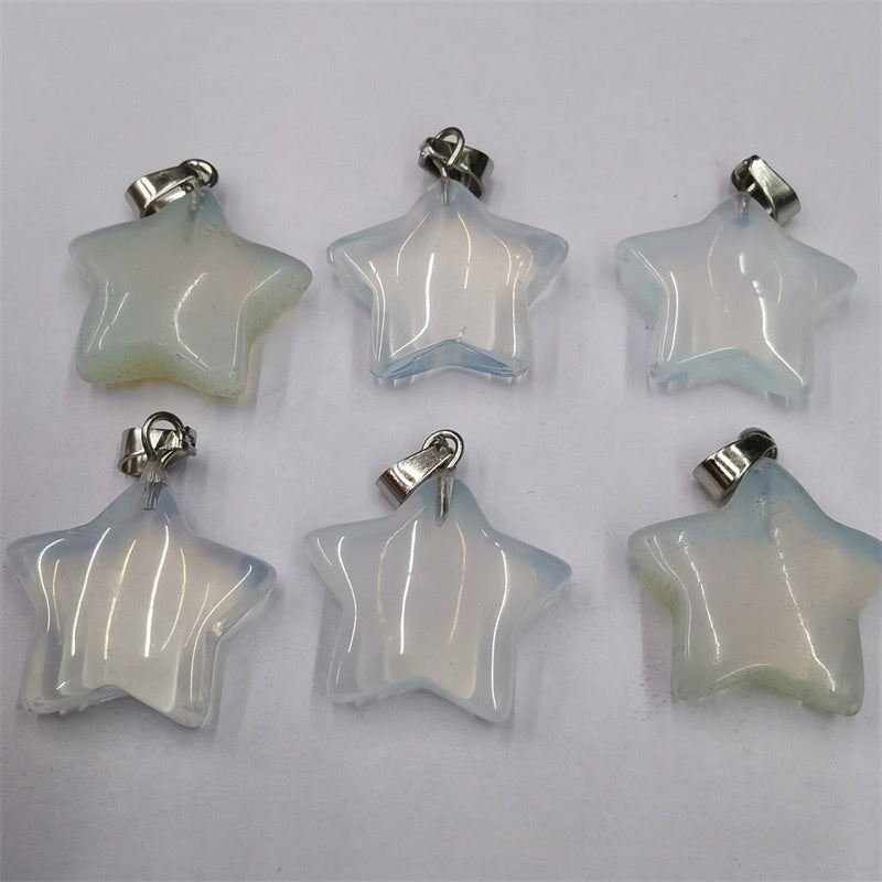 Natural Stone Crystal Agate Shuangbu Face Five-pointed Star Pendant 3e70cd62 285d 49ed a8cb bd12c3b9f5b1 fine