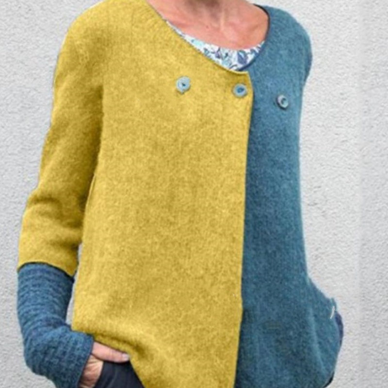 Women's Small Top Contrast Color Casual Knitted Top 3e7d241b a73b 428d 8d9d ed67ff80335b