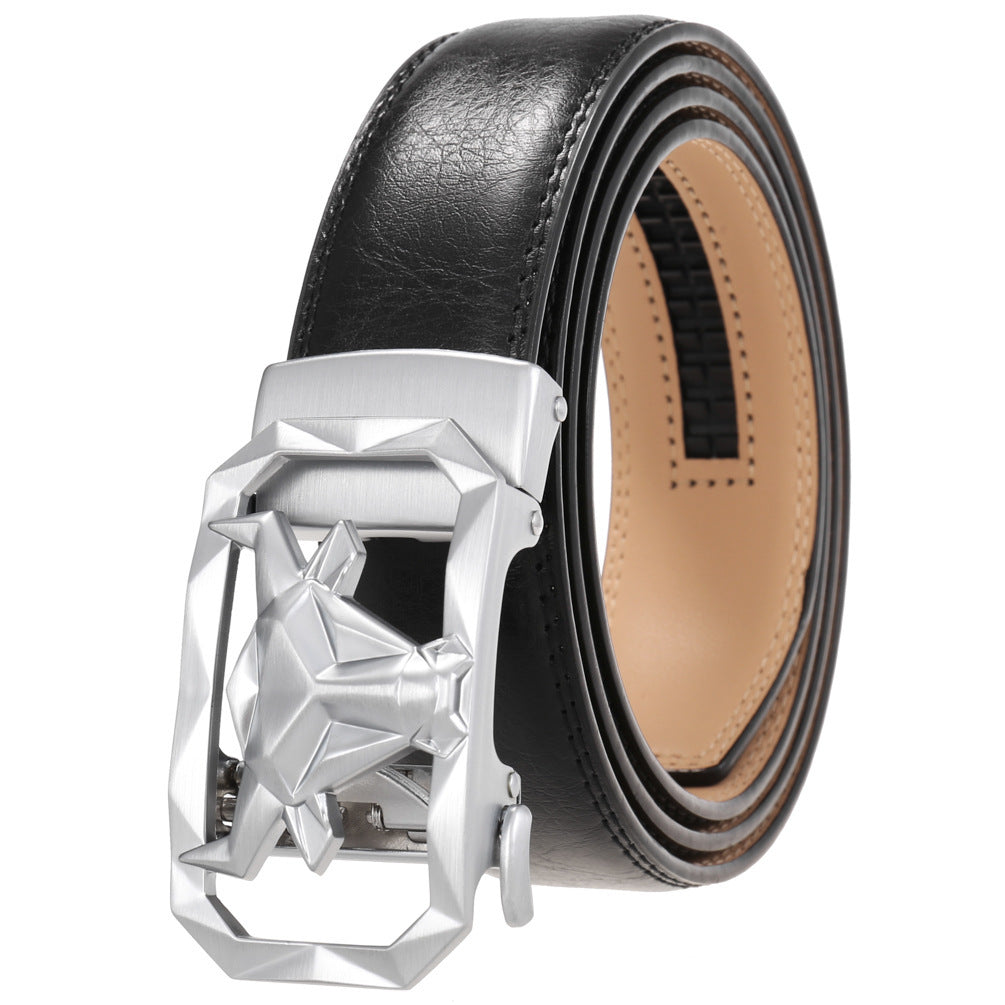 Fashion Men's Leather Belt Alloy Automatic Buckle 3e8ae3e4 c160 45d7 8652 9e837c19a56b