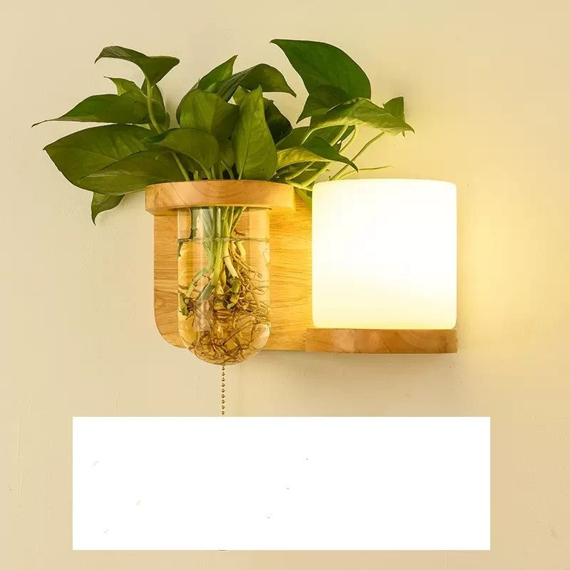 Green Plant Solid Wood Corridor Decoration Bedroom Bed Creative Wall Lamp 3e958e3e b849 4b14 a484 f38723bf40c3