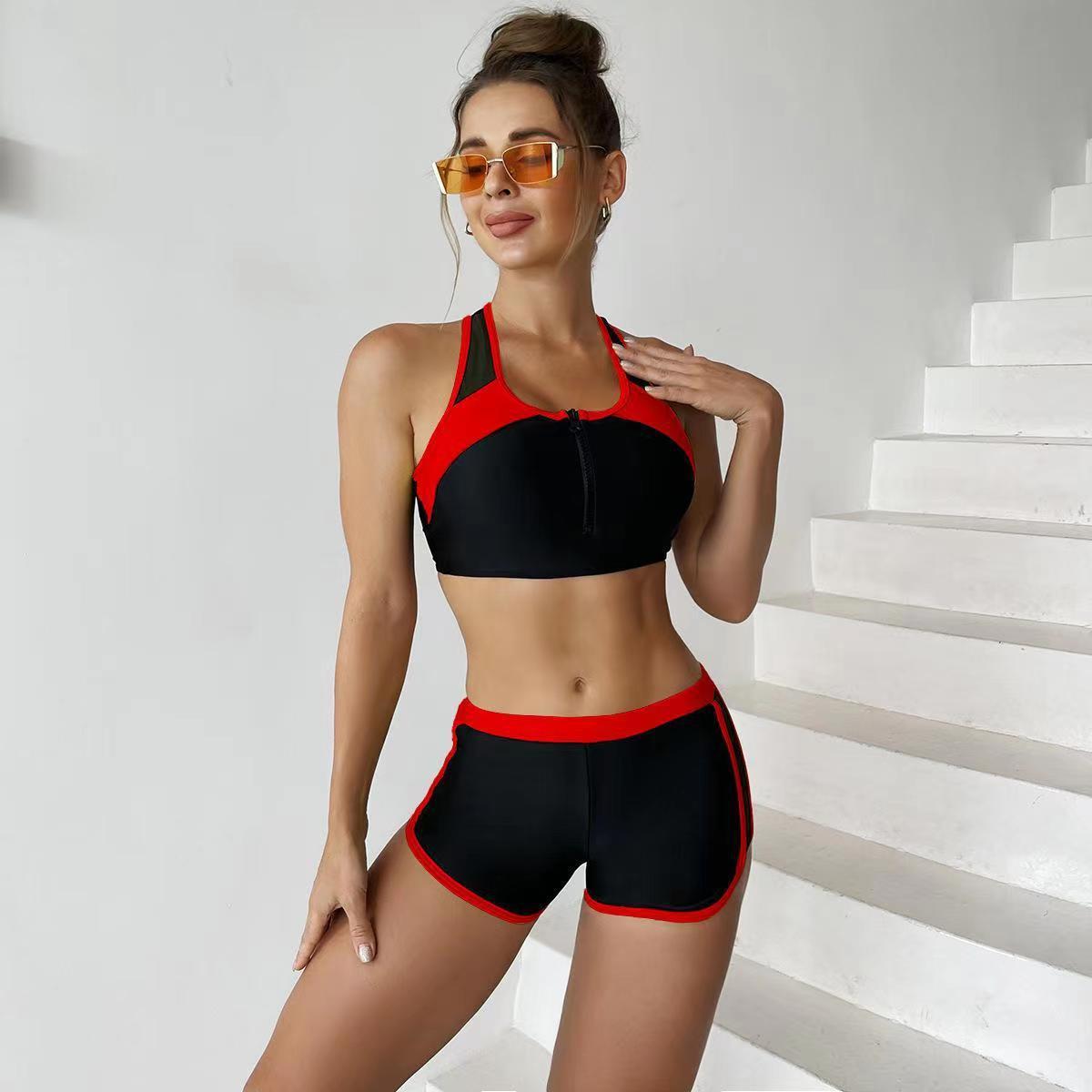 Matching Front Chest Zipper Sports Racing Foreign Trade Swimsuit 3ea1b0d9 748c 4b21 8541 ae7a1844bbb4